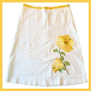 Xtraordinary embroidered floral skirt  Sz 5 Stretch Easter Spring Yellow White